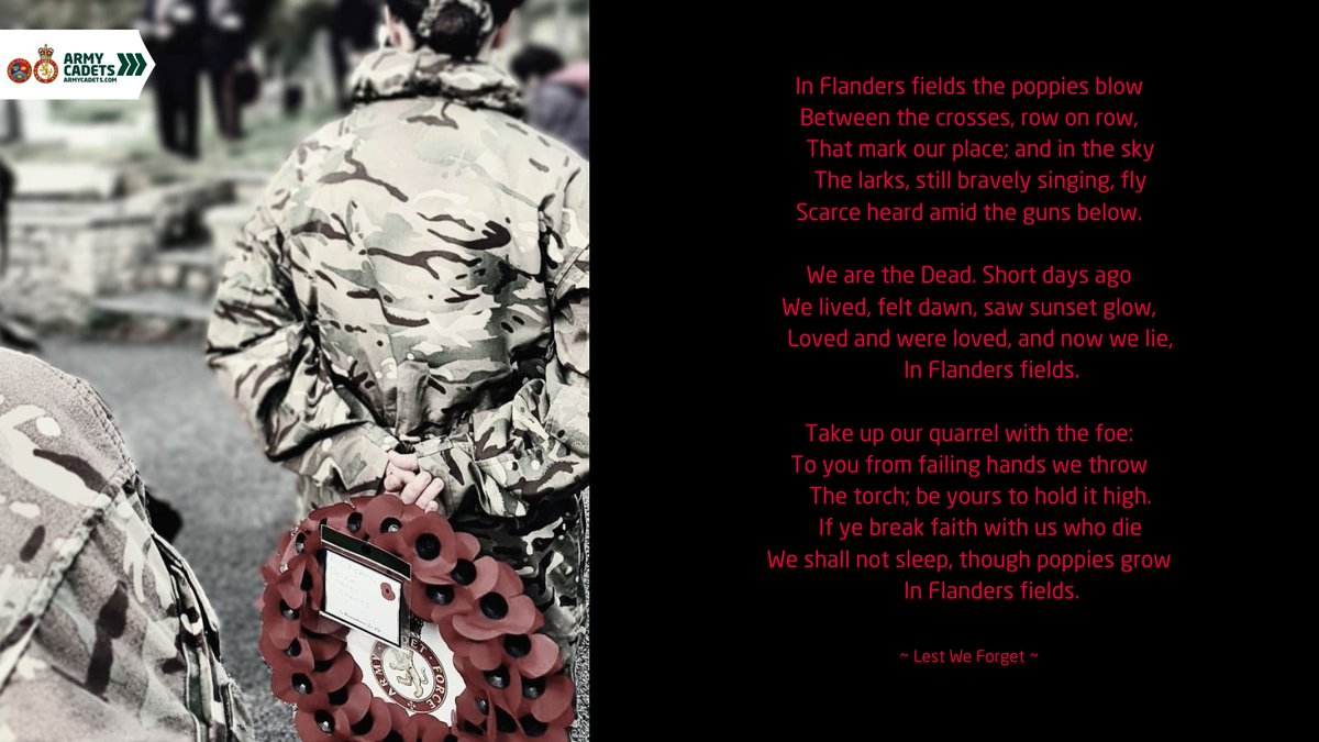Across the county, our Cadets and CFAVs will be out in the local community this week poppy selling and taking part in Remembrance Parades to commemorate the brave men and women, who lost their lives for ours.
Lest We Forget 🥀