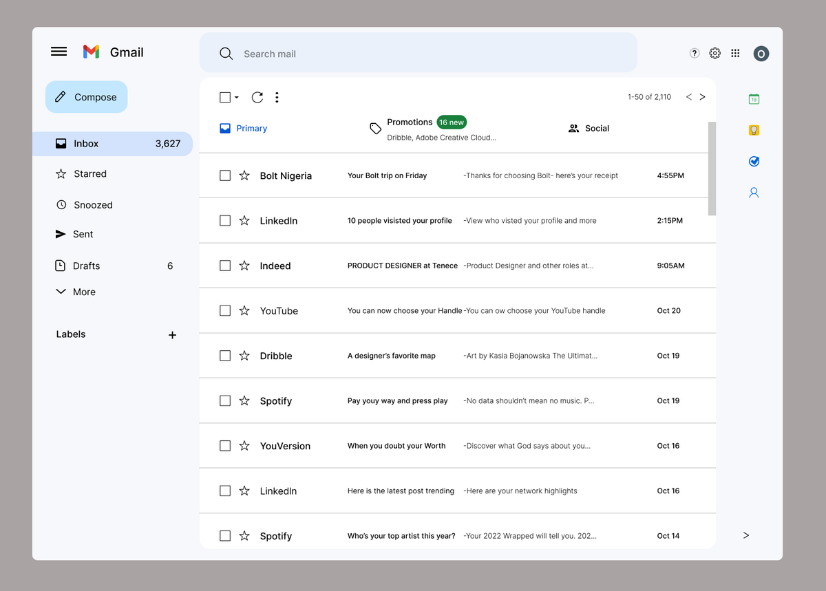 Day 20: Create a redesign on the UI of Gmail's interface on Desktop.

@genesys_comm 
#genesysCommunity
#genesysCodeAndDesign
#genesysChallenge