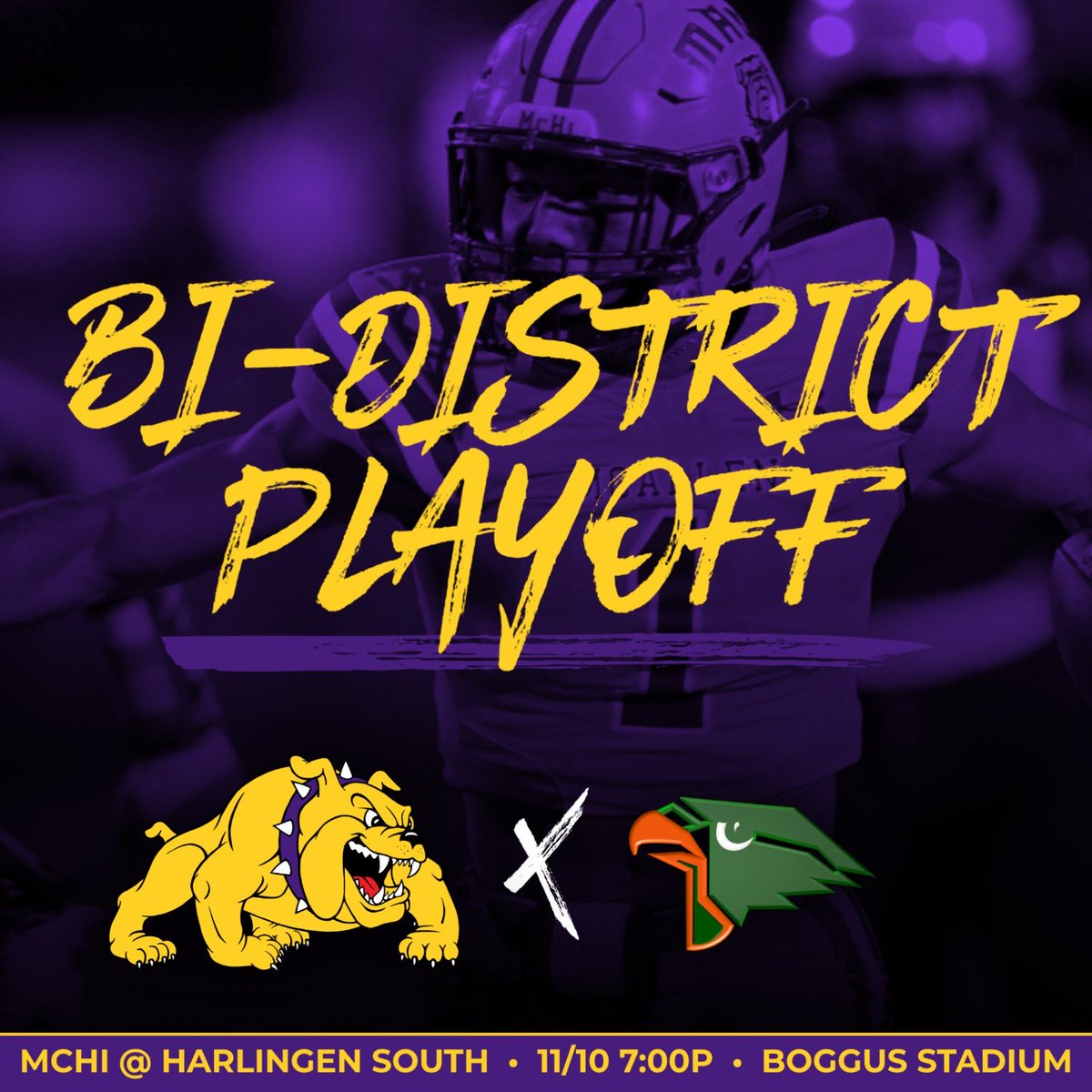 McHi_Blitz1909's tweet image. IT’S PLAYOFF TIME!!  Come out this Thursday and support your McHi Bulldogs as we take on Harlingen South. 7:00pm Kickoff.  Go Bulldogs ⁦@McHiPride⁩ ⁦@Mchi_Yearbook⁩ ⁦@monitornews⁩