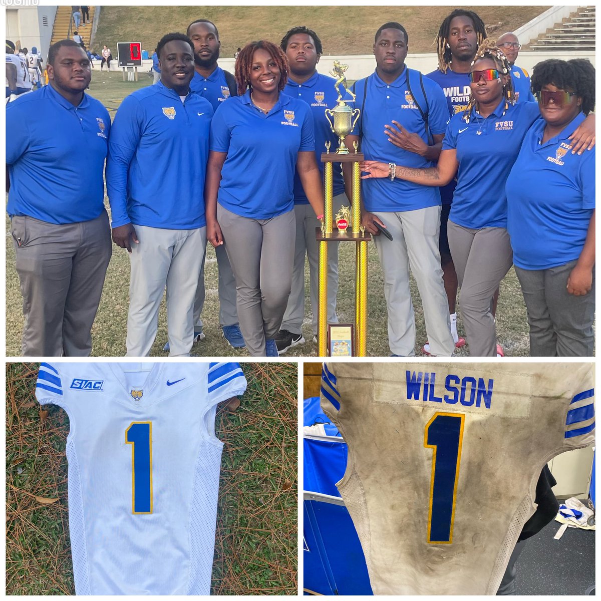 These are the real MVP’s! So thankful for @FVSU_EQUIPMENT ! Even though they are unseen they are the ones that are putting our players together! So while we were enjoying tailgating, they were back on campus unloading, washing uniforms, and so many other duties. Thank U💙💛 #fvsu