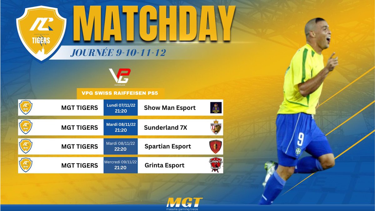 Programme de la semaine de notre équipe en <a href="/SwissVPG/">VPG Switzerland 🇨🇭</a> Ligue Swiss Raiffeisen PS5