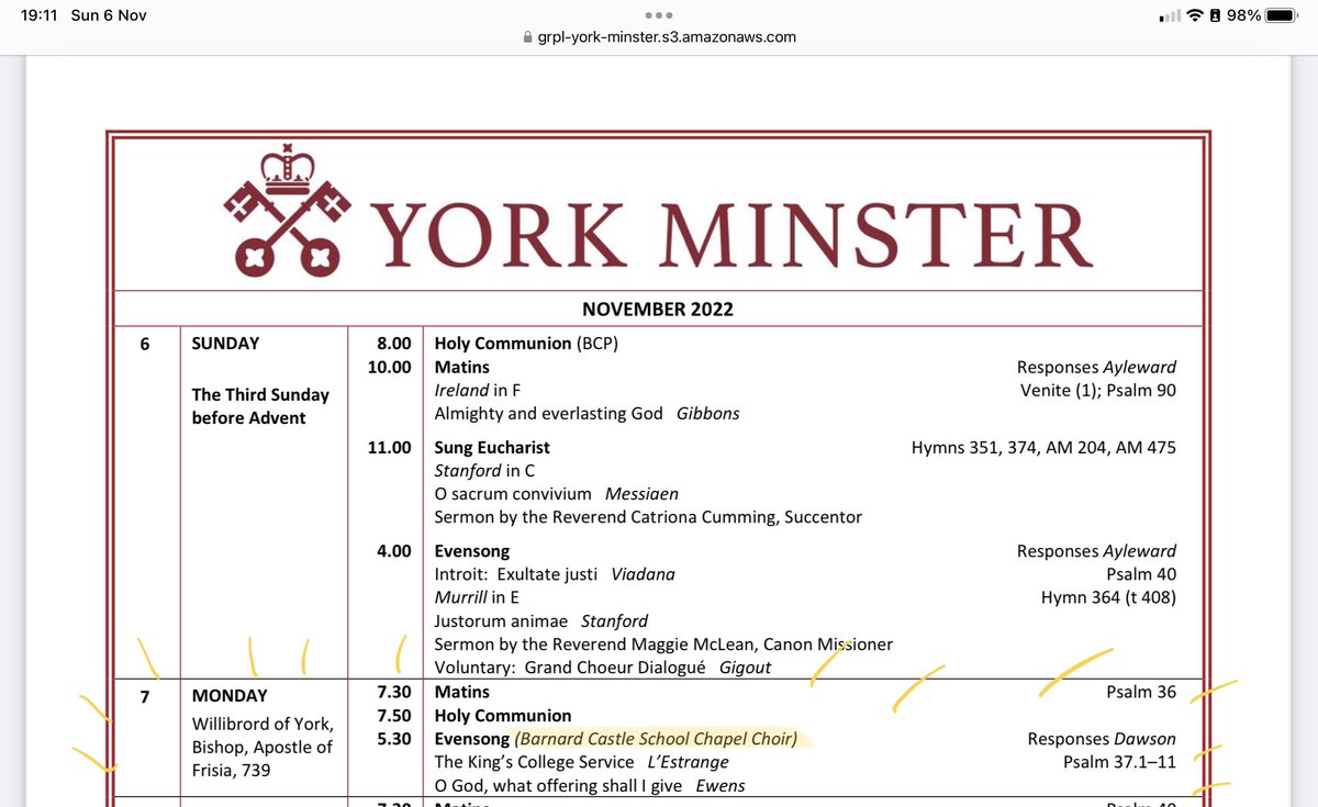 We’re so excited to take our near 70-strong Chapel Choir to sing Choral Evensong at <a href="/York_Minster/">York Minster</a> tomorrow! Singing fantastic music by <a href="/JoForbesLE/">Joanna Forbes L'Estrange</a> (King’s College Service) and Jacob Ewens (O God, what offering shall I give). One more sleep!