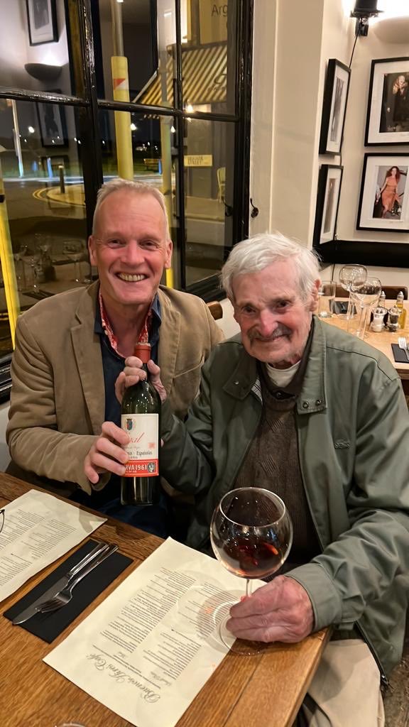 My dad’s 91st birthday dinner. 1961 Franco Españolas Rioja showing beautifully.