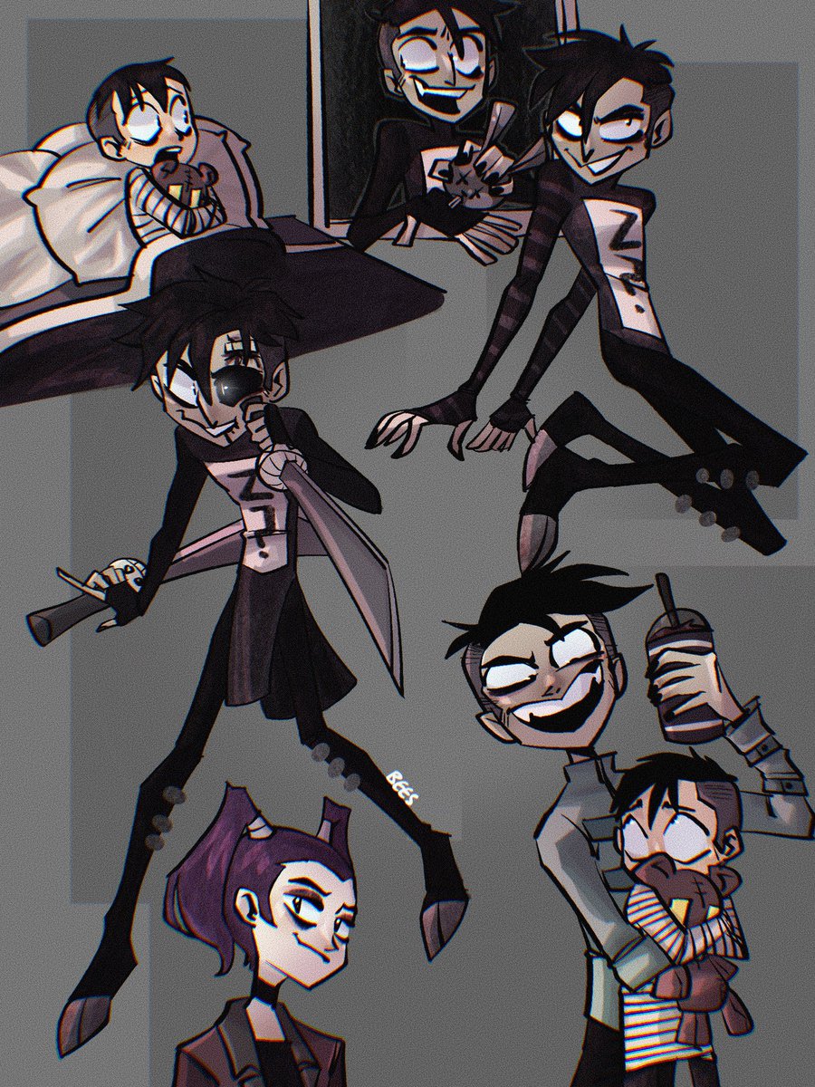 NOT_THE_BEEEES's tweet image. JTHM doodle page 😍🤯

#jthm #johnnythehomicidalmaniac #squee #devi #nny