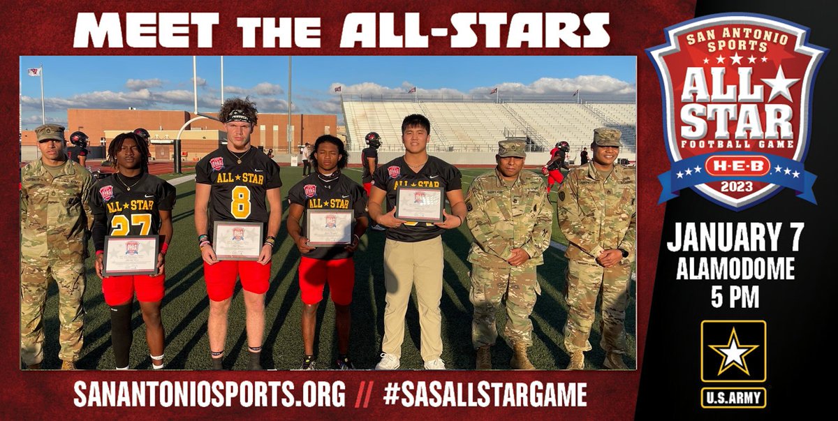 Tonight meet all-stars <a href="/TheMarkelF_/">Mar’Kel Ford ⭐️</a>, <a href="/nate1western/">Nate Western #0 ❤️‍🔥</a> &amp; <a href="/JyrineC21/">Jyrine Campbell</a> from <a href="/KarenWagnerHSFB/">Wagner T-Bird Football</a> and <a href="/nathankmin/">Nathan Min</a> from <a href="/RoHawkPride/">Randolph Ro-Hawk Athletics</a> on <a href="/KABBFOX29/">FOX SA</a> Max. Sports at 9:30 PM. They were selected to play for Team Black in the <a href="/SA_Sports/">San Antonio Sports</a> All-Star Football Game pres. by <a href="/HEB/">H-E-B</a>. Congratulations! #goarmy