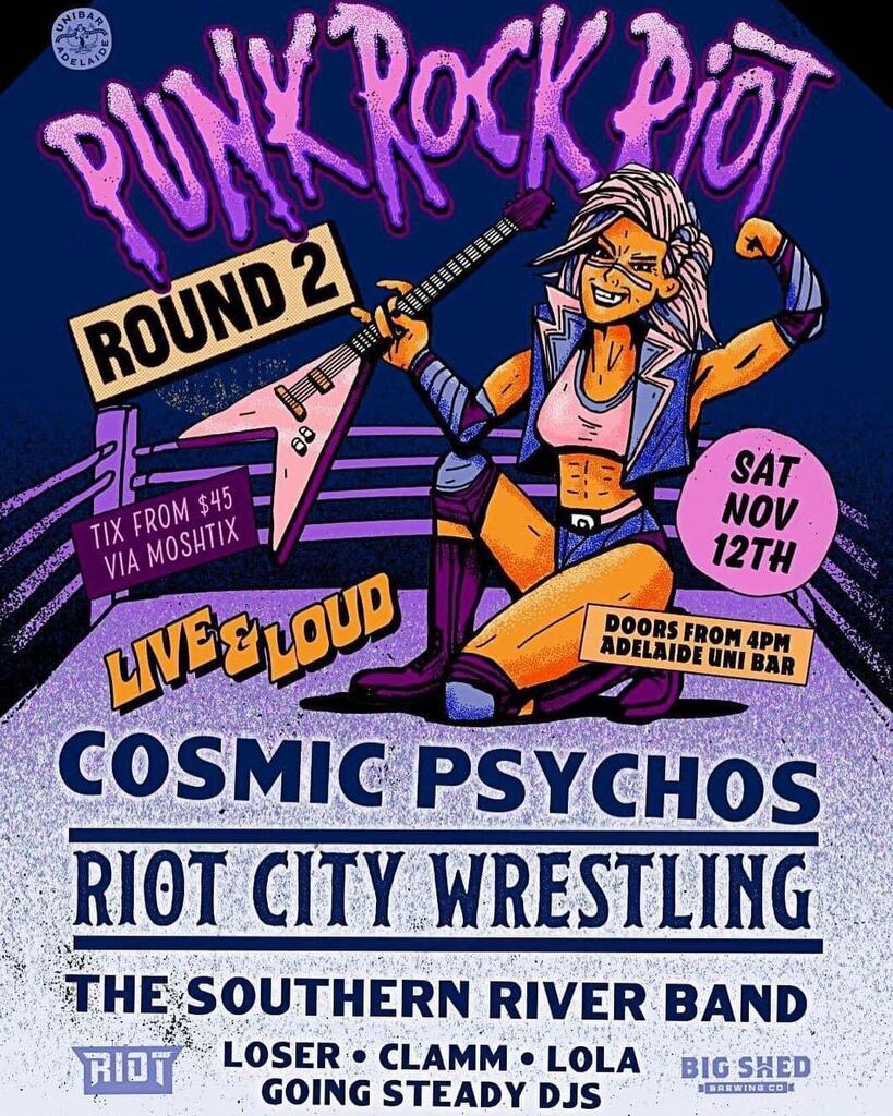 andersonrcw's tweet photo. NICE DAY TO GO TO THE PUB
Riot City is back at the UniBar for Punk Rock Riot Round Two! Get your tickets from moshtix 🤘🤘🤘

#wrestling #punkrockriot #cosmicpsychos #australianwrestling #ringannouncer https://t.co/sTBedCINqR https://t.co/wyZBXwMREE