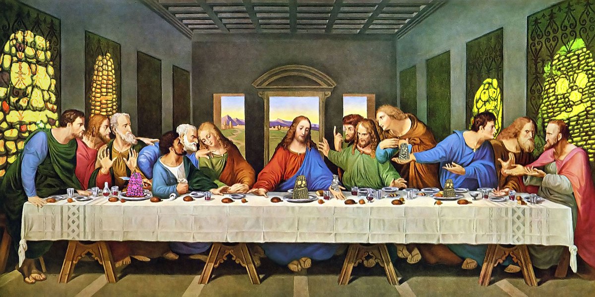 The last supper...corn supper...

Look closely...everything you need to know is in there

👀😈🌽

6/10 

#Corntownwtf