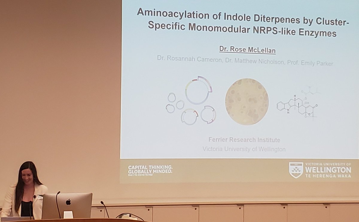 Jenn Payne (@drpayne_amr) on Twitter photo Rose McLellan from <a href="/WellingtonUni/">WellingtonUni</a> from the lab of Emily Parker is up next.
Aminoacylation of indole diterpenes by cluster specific monomodular NRPS-like enzymes
🧵28/n Rose McLellan from <a href="/WellingtonUni/">WellingtonUni</a> from the lab of Emily Parker is up next.
Aminoacylation of indole diterpenes by cluster specific monomodular NRPS-like enzymes
🧵28/n