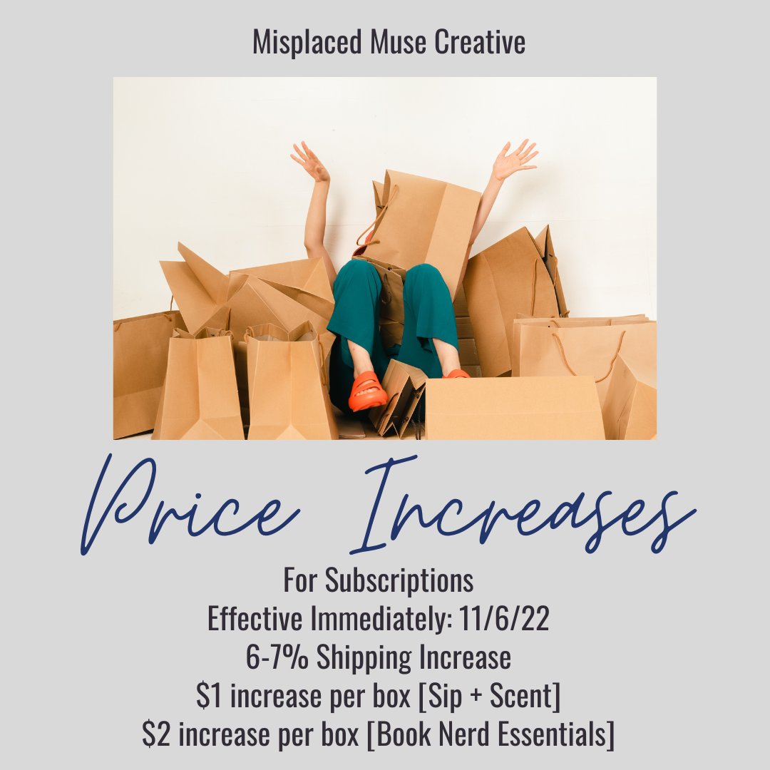 Due to increases in the rising costs of all of our materials and business expenses, necessary price increases are effective immediately. Thank you for your understanding and continued support of our small business!