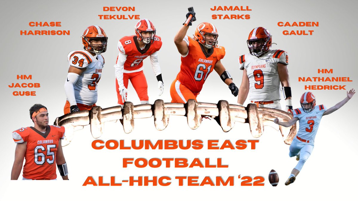 Congratulations to these young men for being selected to the Hoosier Hills All-Conference Football Team! #EastPride <a href="/EastOlympiansFB/">ColumbusEastFootball</a> <a href="/CEFootballStats/">CE Football Stats</a> <a href="/OlympiansAD/">Pete Huse</a>
