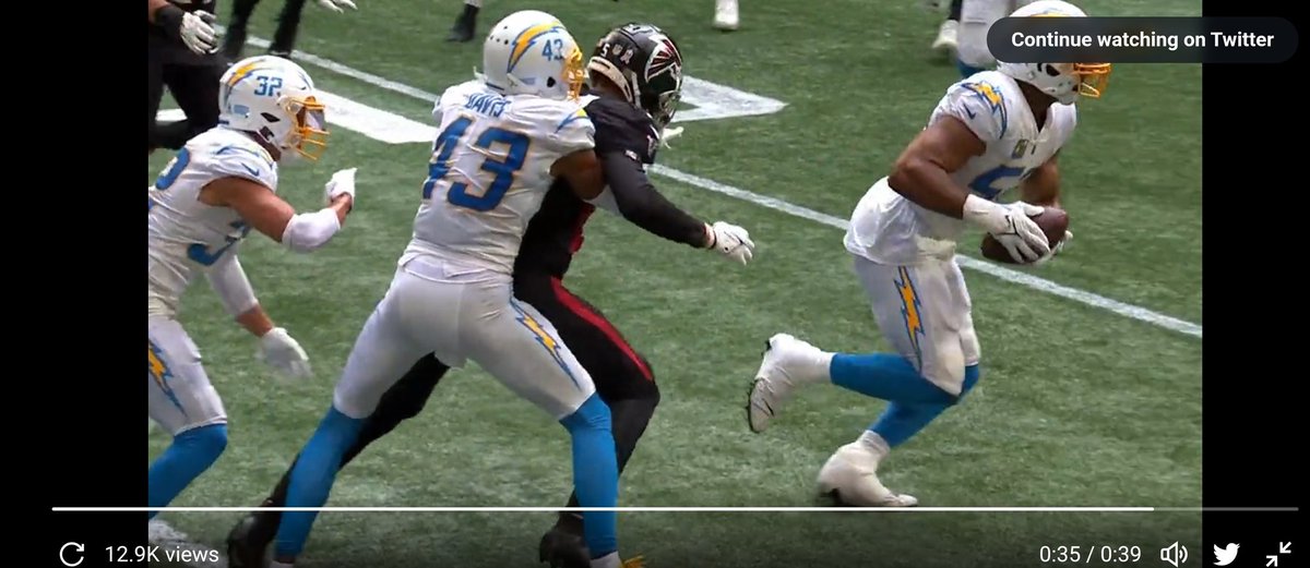 JustaintIt's tweet photo. @nfl Davis is just hugging him huh?  
#AtlantaFalcons #LosAngelesChargers https://t.co/EHtbZCPm9q