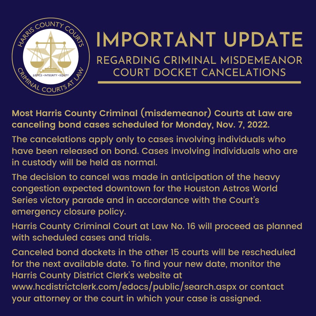 Harris County Courts on Twitter "NEWS Important update regarding