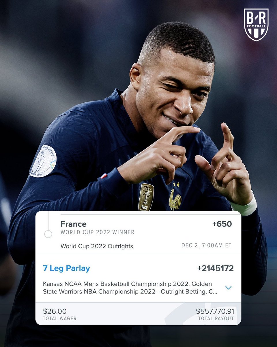 br_betting's tweet image. This bettor is a France World Cup win away from turning $25 into $557K 🤯

Craziest futures parlay EVER

(IG: dforte73184/@fdsportsbook)