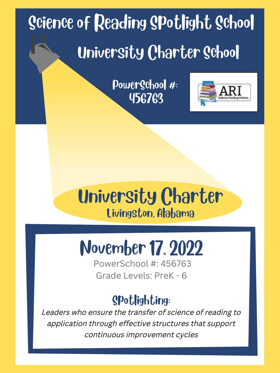 Alabama_Reading's tweet photo. 📢Announcing: Here is another opportunity to visit a Science of Reading Spotlight School! 

✅Register today!

🔦Spotlighting: Leaders who ensure the transfer of science of reading to application through effective structures that support continuous improvement cycles🎯 https://t.co/POqjaFx8cH