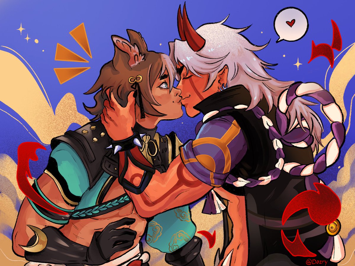 Dazryy's tweet photo. Finished !! Trans gorou and itto 💖
#Genshin #GenshinImpact #gorou #ittorou #gorouitto https://t.co/4xad5Qwpq7