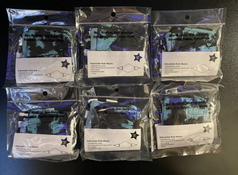 AnimesWayShop's tweet photo. Sealed Packs Harper &amp; Elliott Kid's Adjustable Face Masks = 6 Masks Total New!

#FaceMasks #FaceMask #Covidmask #Covid #kidssize #kids #ebay #buyitnow 

https://t.co/Ll2ZgT6rOe https://t.co/8mvUQJ8F18