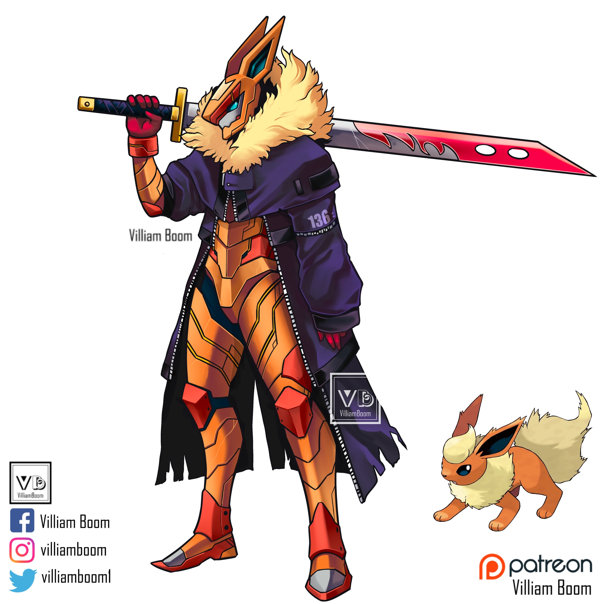 Villiam Boom Reimagines Eeveelutions from Pokemon as Humanoid