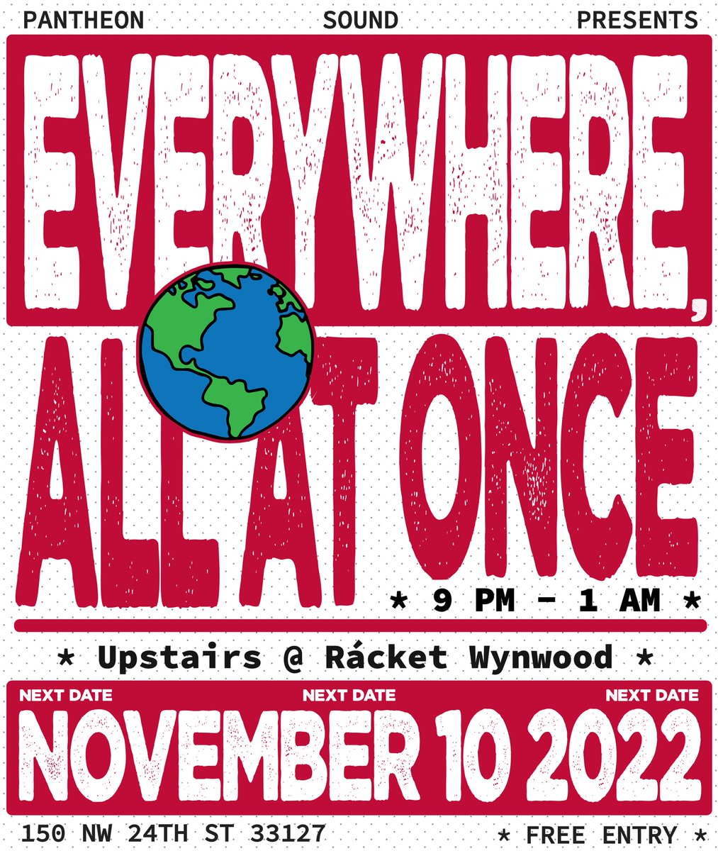 PantheonWorlds's tweet photo. Back Like We Never Left! #EAAO 🪩 Powered by @racketwynwood #Upstairs for the Month of November💃🪩🕺✨Come As U R! Free Entry This Week 🚫🎫🌍🤲
150 NW 24TH ST 33127
FREE 🌟 #Dance #Party https://t.co/z4FvdW9Klu