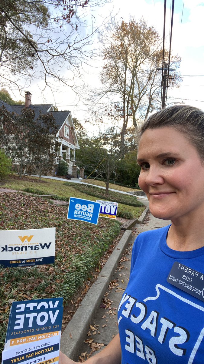 elenaparent's tweet photo. Out canvassing in DeKalb. So many yard signs supporting @GeorgiaDemocrat! Get out and vote - we got this. 💪👊 https://t.co/otw35QbZFe