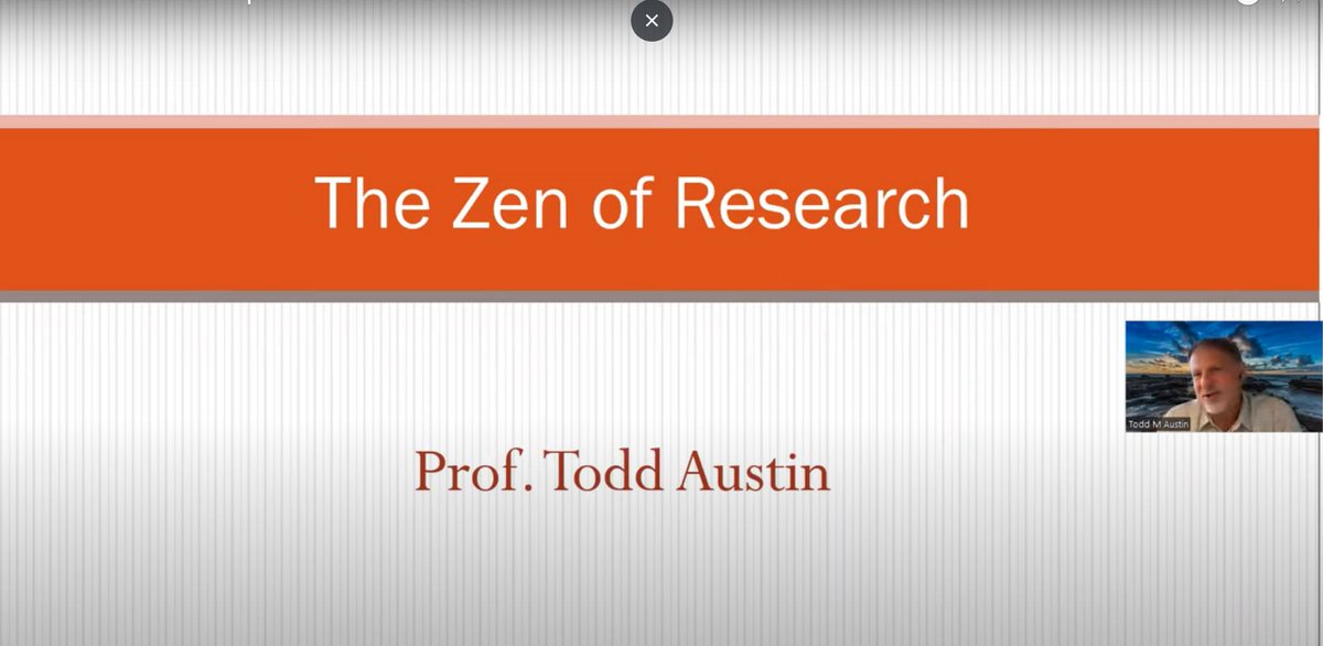 ToddMAustin's tweet photo. Are you a student delving into research for the first time? If so, please check out my talk on the "Zen of Research". This is a guide for new researchers as they take that exciting (and often scary) first step into the world of research.
https://t.co/8Ril39fQCo https://t.co/mHLzE4sKxP
