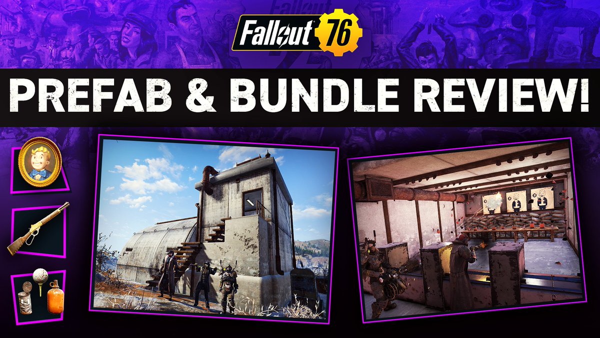 UraniumFever76's tweet photo. Had a look at the new Anniversary bundle and Wild Mountain Rifle Range in-game. Pretty great items.. although there does appear to be an interesting bug with the shooting targets!

– https://t.co/LTnZVpC1rI

#Fallout76 #Fallout #FO76 #Fallout76camp @Fallout https://t.co/hJ5XeC78Vd