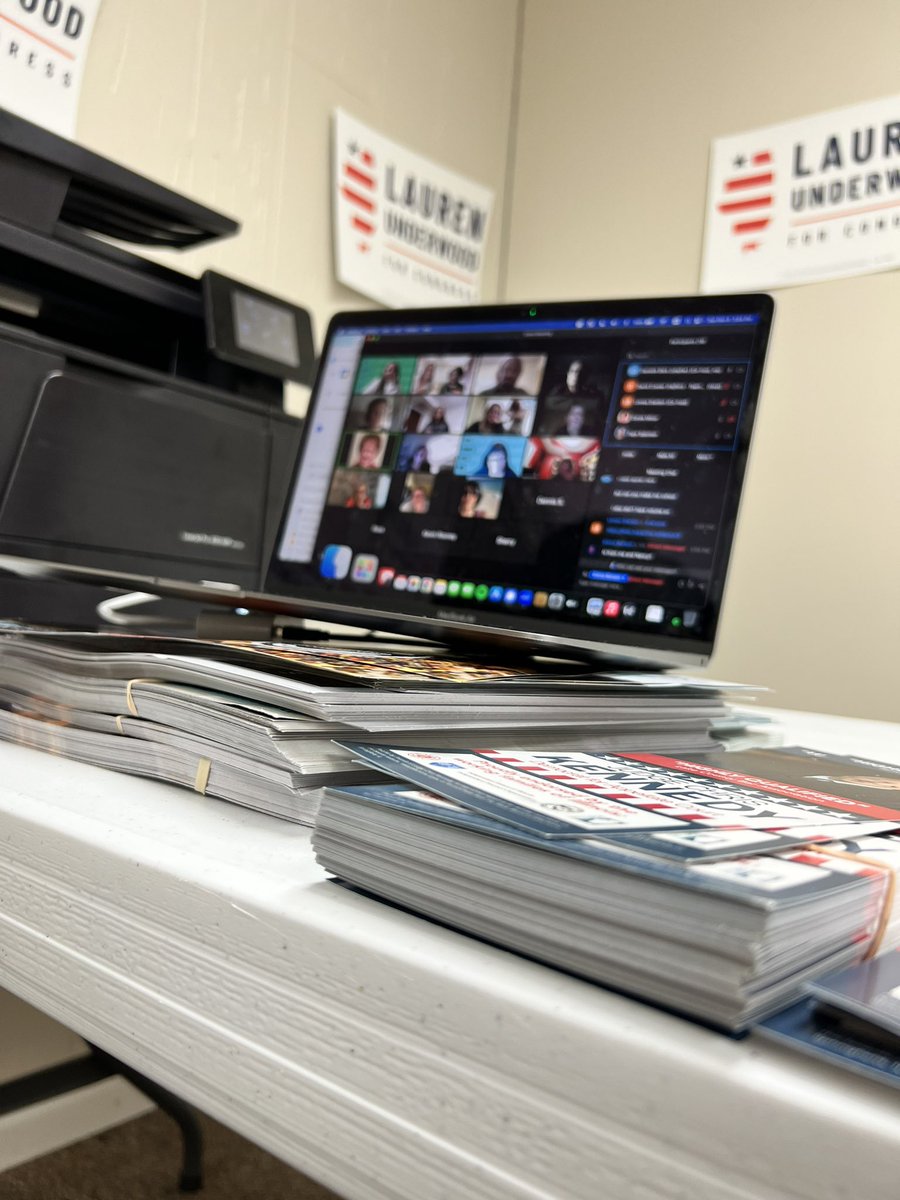 Stop #3 with Team <a href="/LaurenUnderwood/">Lauren Underwood</a> was in Sycamore, DeKalb Cty w/ a full office of volunteers to knock on doors &amp; a zoom of phone bankers! And we stressed the importance of the WHOLE ballot when we heard from <a href="/with_linh/">WinWithLinhNguyen</a> about her race for County Clerk! <a href="/emilyslist/">EMILYs List</a> #elgotv