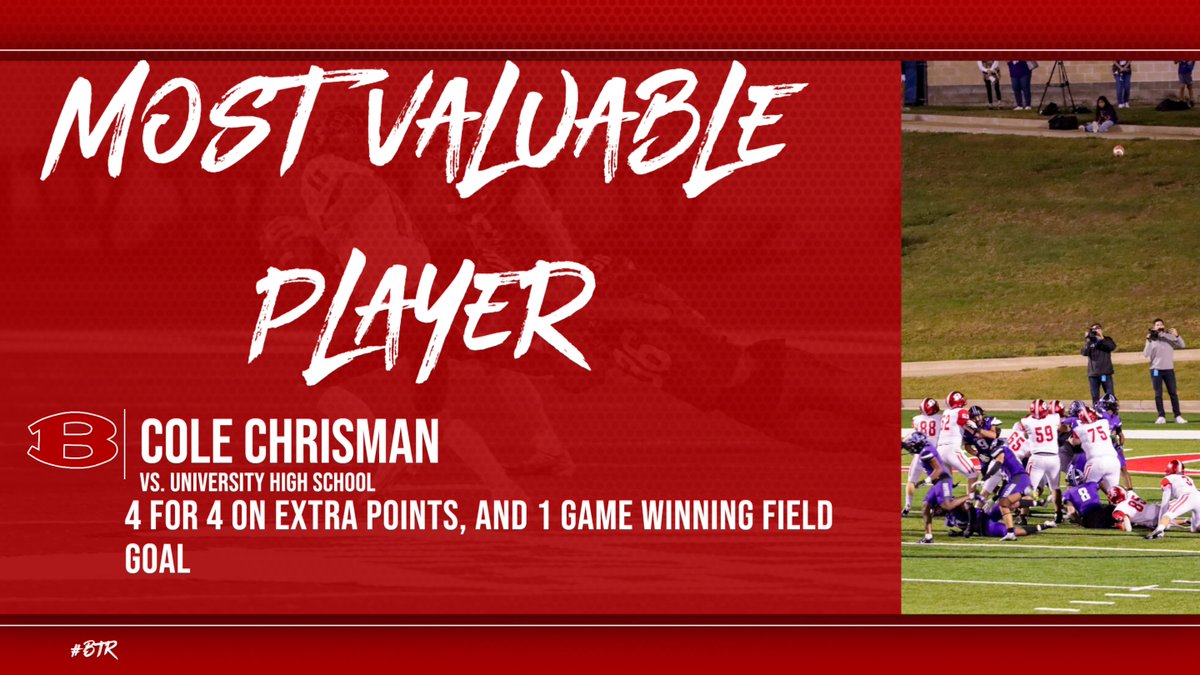 BeltonTigerFB's tweet image. Tiger Fans! The Most Valuable Player against the Trojans was Cole Chrisman! Cole was the man of the night after hitting the game winning field goal with the clock showing zeros! Big Thanks to Tiger Media for the fantastic photos from the game Friday night! #BTR