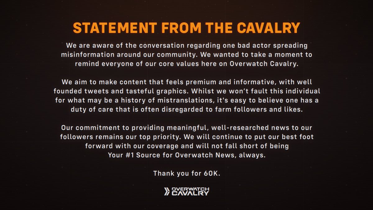 OWCavalry's tweet image. We aim to be your #1 source for Overwatch 2 News, always. 🧡