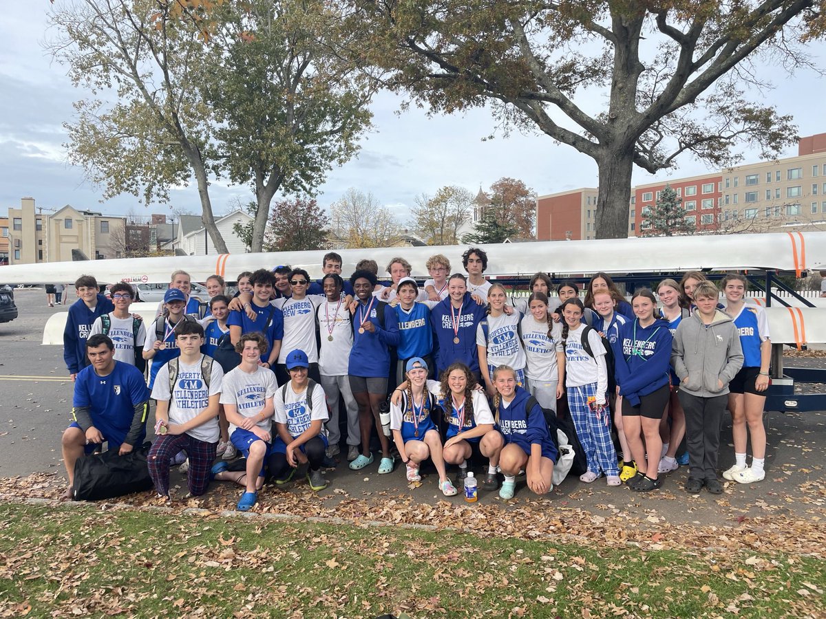 KellenbergCrew's tweet photo. Medals look good on our firebirds! 🔥🐥It was a great day at the Snowflake Regatta for all of our crews. Can’t wait to see what the spring season holds for these talented athletes! #rowing #bleedblueandgold #123firebirds #firebirdnation @Kellenberg @KbergAthletics https://t.co/OPrw4vrTk4