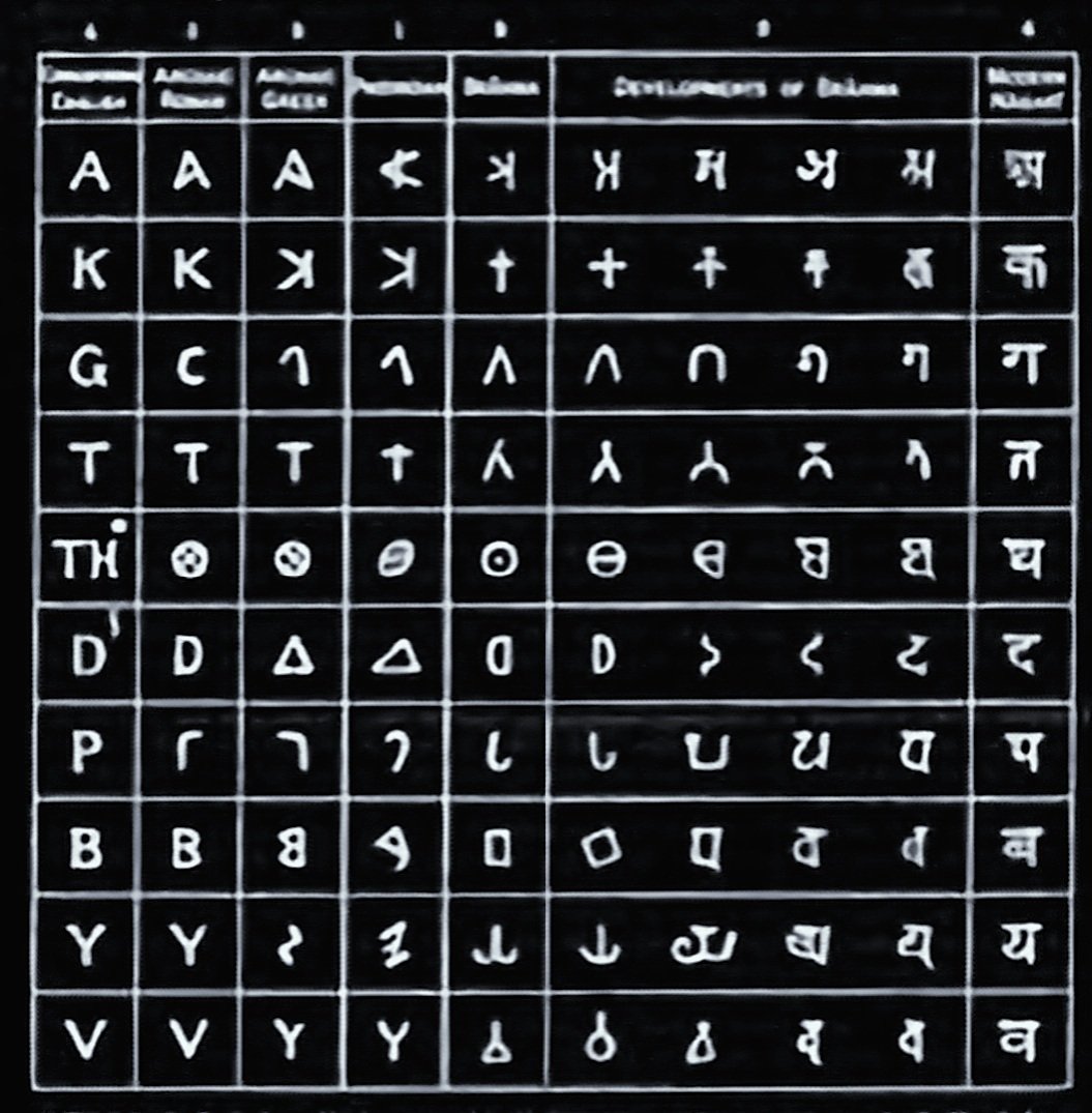 Nash_Siddiqui's tweet photo. Evolution of Alphabet. From Phoenician to Devanagri, morphing couldn't get better than this.
#Indus #Valley #Civilization #Script #Harappa #IVC #Decipher #Decode
#Mohenjodaro #Susa #Ur #Tepe_Yahya #Indus_Valley_Civilization #Brahmi #Phoenician #Devanagri https://t.co/OJzPSfzUbN