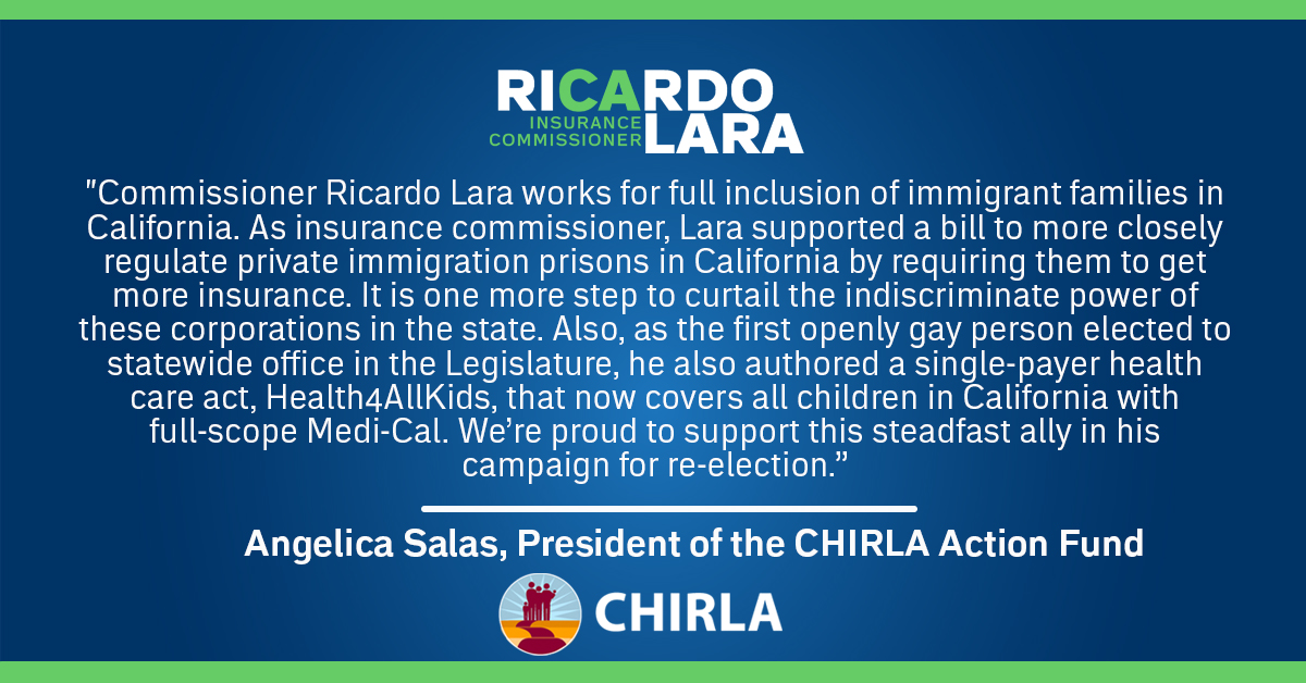 I am grateful to be endorsed by the @CHIRLA Action Fund. I am an unequivocal supporter of immigrant rights and am proud to have the endorsement of this organization that works tirelessly for the full inclusion of immigrant families in CA. bit.ly/3yyh603 #OnYourSide