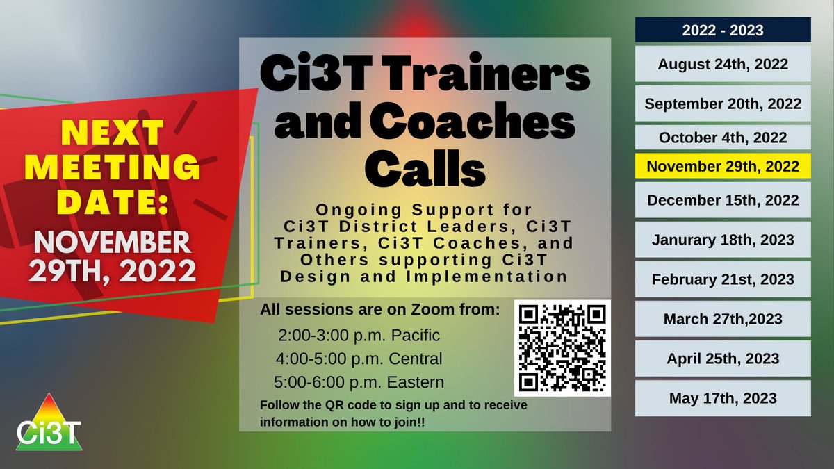 Join us for our next #Ci3T #Trainers and #Coaches Call! November 29th, 2022, 4:00-5:00 p.m. CST.  kusurvey.ca1.qualtrics.com/jfe/form/SV_2t… <a href="/KathleenLane15/">Kathleen Lane</a> <a href="/TallOakes4/">Wendy Oakes</a>