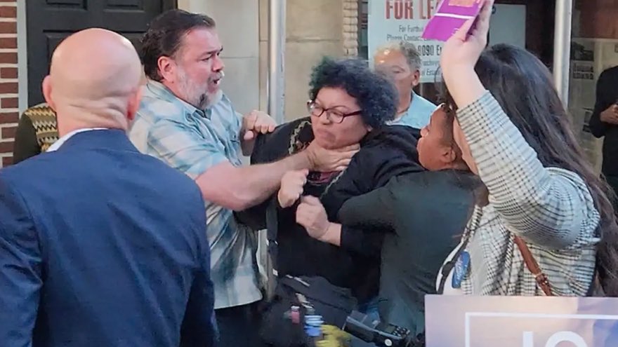 This would be breaking news on every major station if this was a Republican man choking a black female Democrat. But it’s not, because the lady being choked is a Republican.<a href="/leezeldin/">Lee Zeldin</a> supporter.