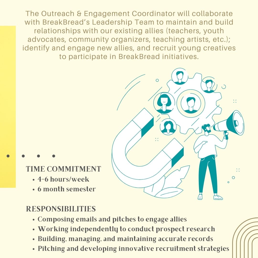 BreakBreadProj's tweet image. #Volunteer Open Call! BreakBread is looking for an #Outreach &amp;amp; #Engagement Coordinator and we'd love to see your application!

To learn more, follow the link:
breakbreadproject.submittable.com/submit/241715/…

#litmag #litjournal #writingcommunity #artcomminity #create #opencall #enage #collaboration