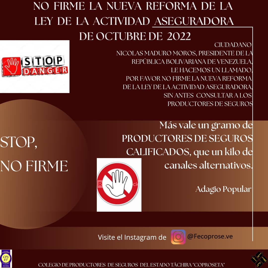 omar_pantaleon's tweet photo. ÉL PRESIDENTE NICOLÁS MADURO, DEBERÍA SOLICITAR UNA "REVISIÓN" DE LA NUEVA LEY DE LA ACTIVIDAD ASEGURADORA, ESTÁ FUE APROBADA SIN OÍR LA OPINIÓN Y SUGERENCIAS DE LOS PRODUCTORES DE SEGUROS https://t.co/JQRVHZcMjk