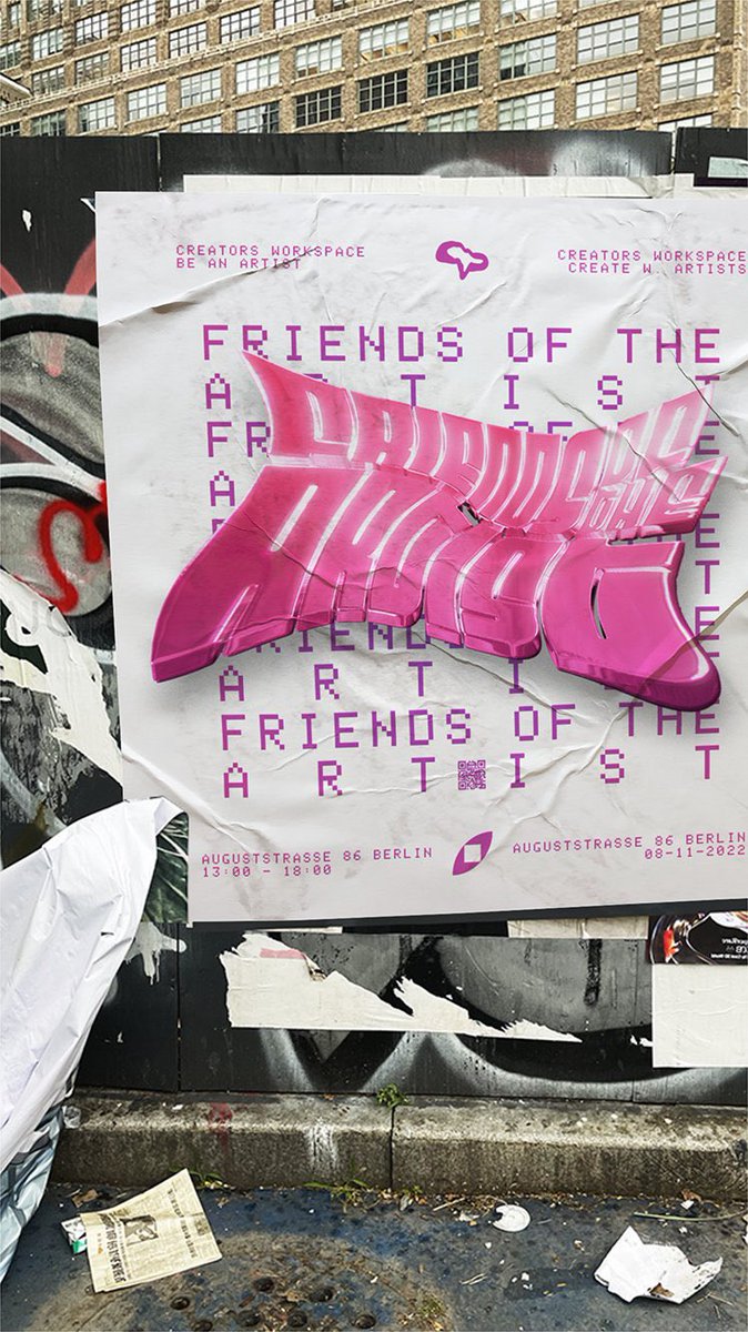 FRIENDS of the ARTIST is back!

Tues Nov 8th 13:00 - 18:00
Auguststrasse 86

A collab w. <a href="/brtmoments/">Bright Moments</a> offering the Berlin community a creative coworking space for artists to meet/work.

Bring your comp &amp; w.e. you need to create ur art <a href="/crypto_citizens/">CryptoCitizens</a>!