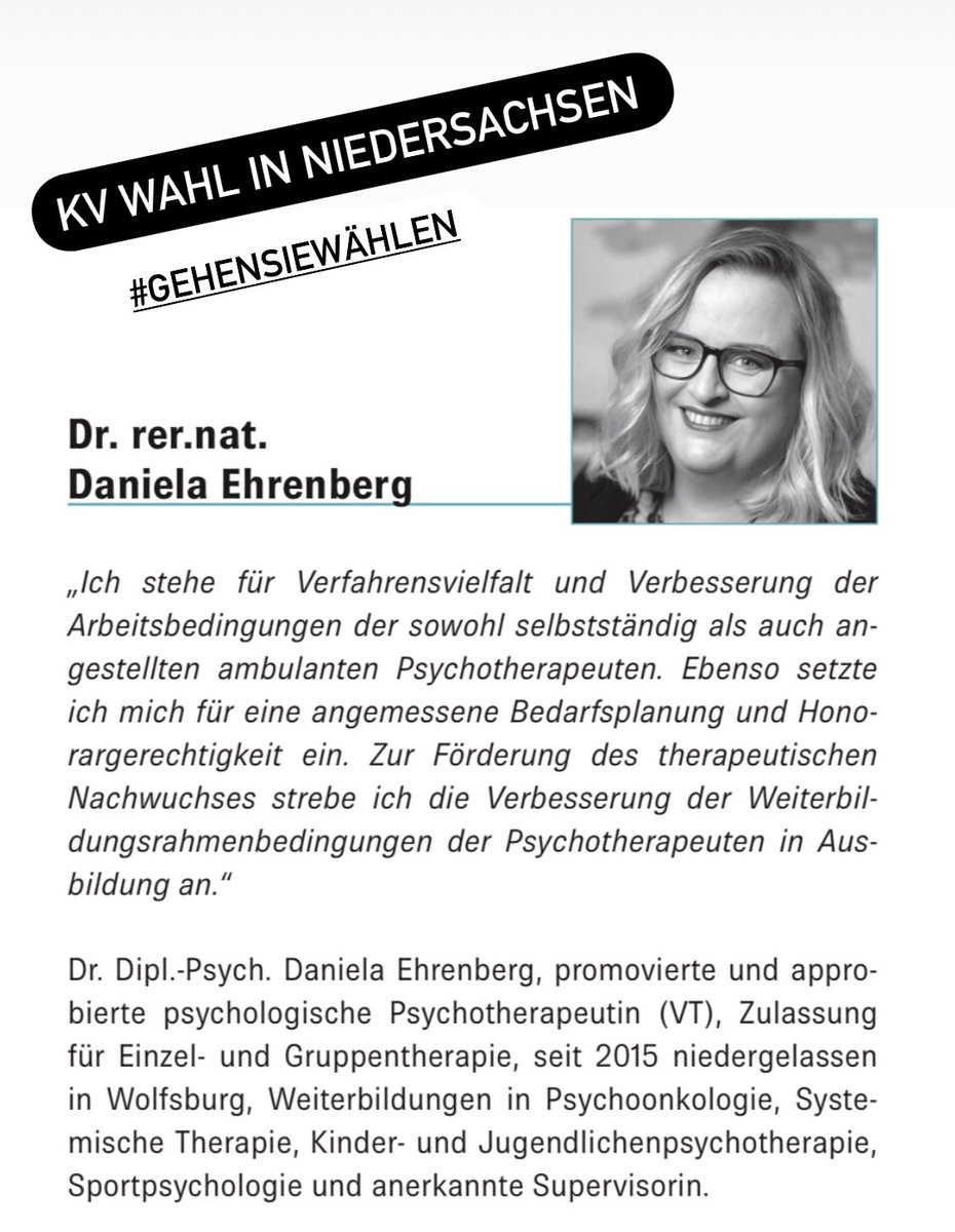 Vom 1. November bis 16. November ist KV Wahl in Niedersachsen.
Wir möchten Sie unterstützen. Gehen Sie wählen. Nutzen Sie ihr Recht auf Einflussnahme! 

#psychotherapie #bvvp #kassenärztlichevereinigung #wahl #niedersachsen #berufsverband #kv #gehensiewählen #pia