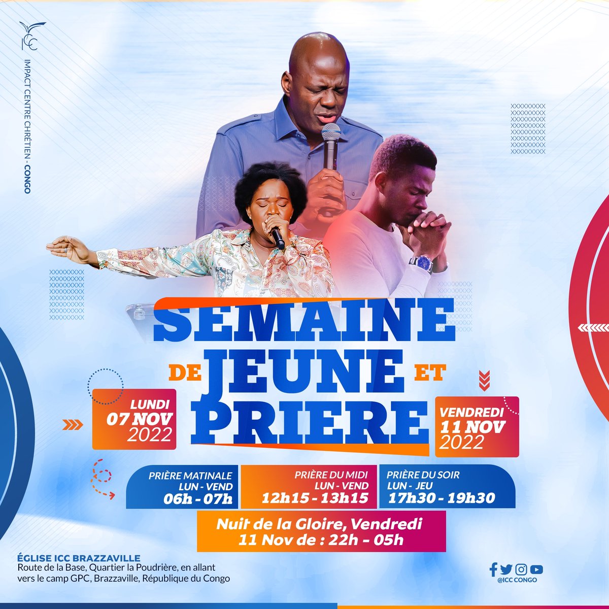 Retrouvons-nous demain lundi, au Palais de Gloire, pour nôtre sémaine de jeûne et prière du mois du mois de novembre. 
Que Dieu vous bénisse!