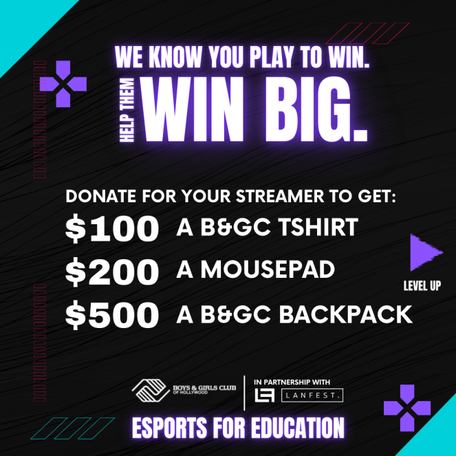 LANFESTgames's tweet photo. Here's a look at the donation incentives for our upcoming Esports for Education event!
#streamforkids #gamingforgood #charitystream #gamers #gamingcommunity #twitchfundraiser #fundraiser #esportsforeducation #esports #twitch #lanparty #bgchollywood #bgch #forthekids https://t.co/3W0dL8VZ8c