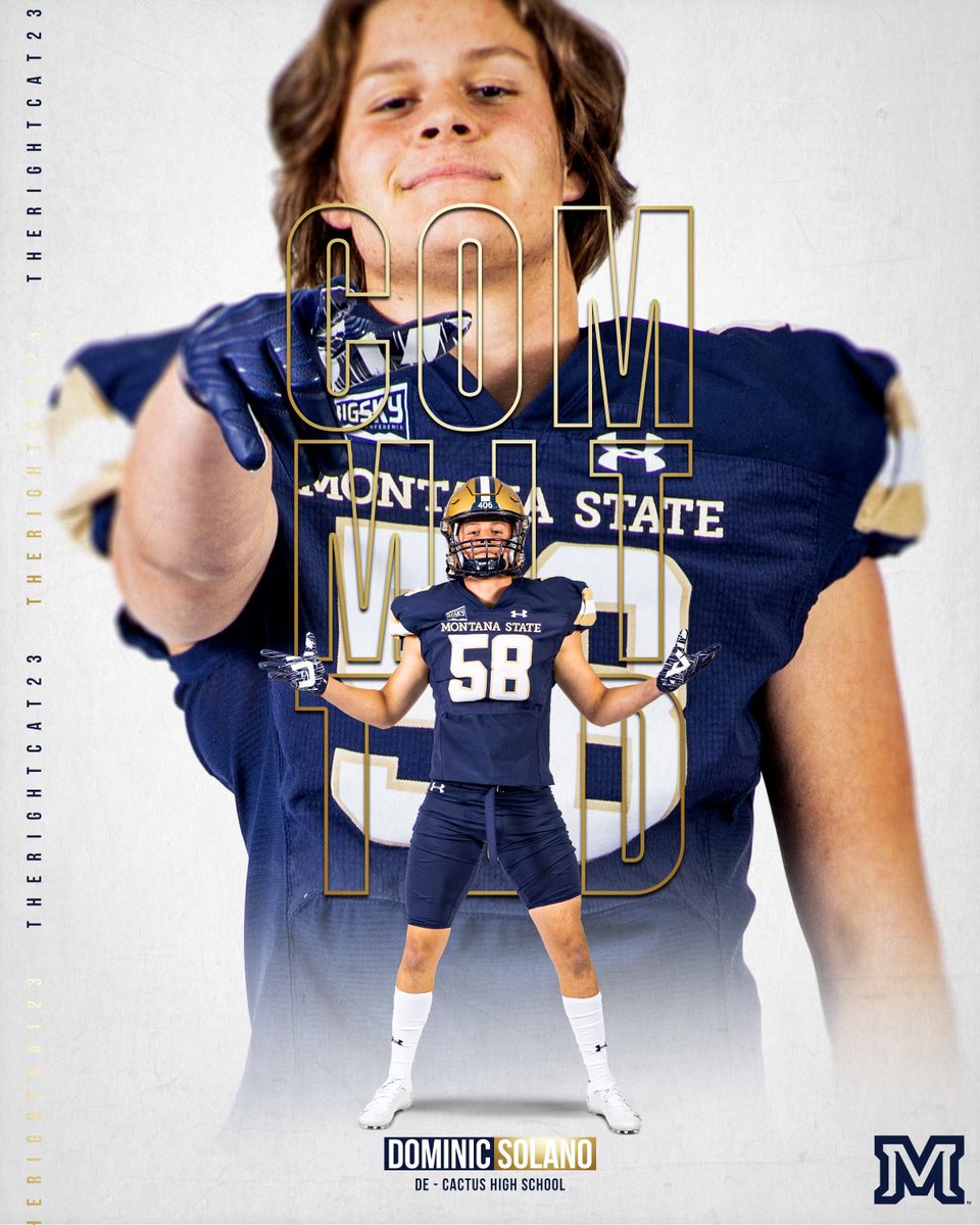 DominicSolano9's tweet photo. I’m honored to continue my academic and football career at Montana State University @CoachHowe @bvigen @MSUBobcats @MSUBobcats_FB @BrianBelles3 @deeezz57 @CrosslandMason9 @CHSCobraFB https://t.co/TZv5BZVZty