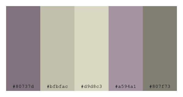 ColPaletteBot's tweet photo. Beep beep, here's a pretty color palette for you!
color-scheme.js parameters used:
- hue: 117
- variation: pale
- colors: #80737d, #bfbfac, #d9d8c3, #a594a1, #807f73
Have a lovely evening!
#twitterbot #colorpalette #colors #palette #prettycolors https://t.co/6mB6rvxlL1