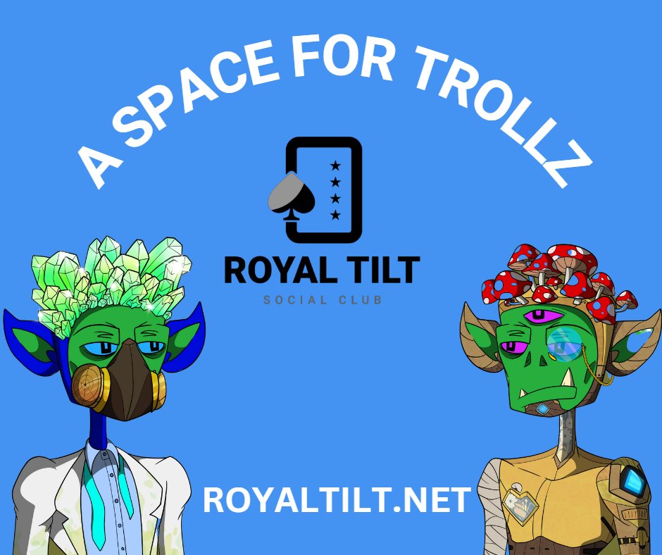 Join us for our First of many Poker tournaments with @royal_tilt 

starts in 1 hour

Join royaltilt.net 
use referal Trollzspaceclub

1st place - $22 in game currency
2nd place NFT
3rd Place NFT

-TSC 👹🪐🍸

#pokernight #TSC