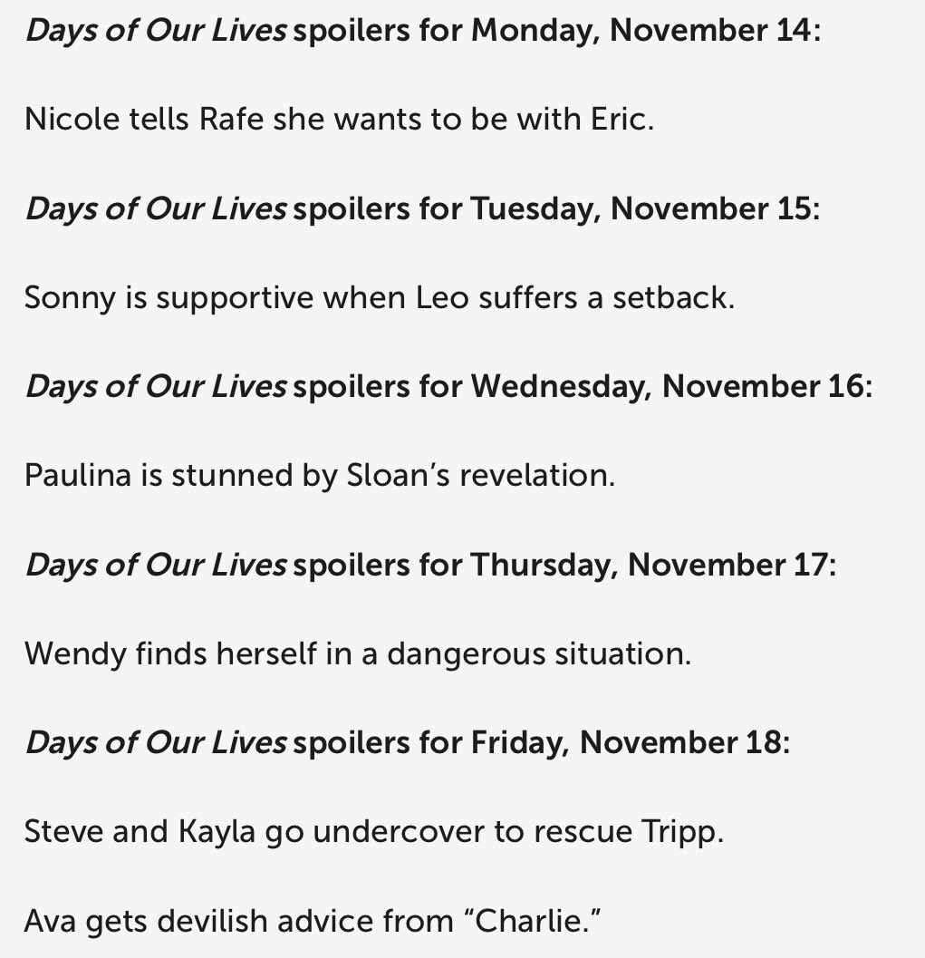 Janelle on Twitter "Days soaps spoilers https//t.co/vyfttvi7hB
