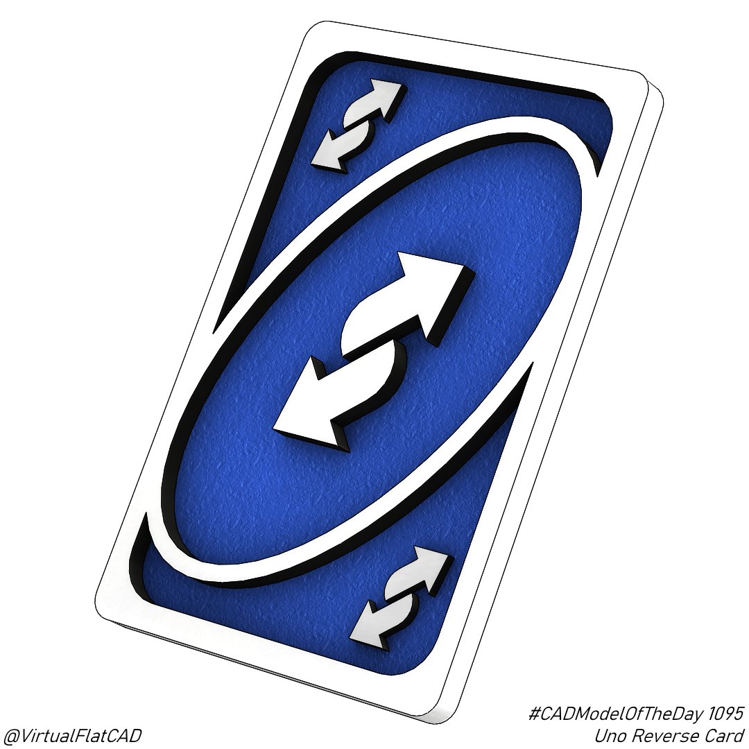 Uno Reverse Card! How about YOU make a model for me, for once! #CADModelOfTheDay 1095.
.
.
#cad #3d #3dmodeling #solidworks #challenge #everyday