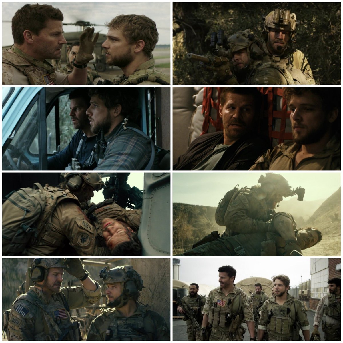 LaraSoft10's tweet photo. Some S01 Jason &amp; Clay pics. I've always like their dynamic 😎 The underlying symbolism was interesting in both characters development. For sure one of the things I'll miss the most 💔 #SEALTeam #clayspenser https://t.co/Azp5ChQK5F