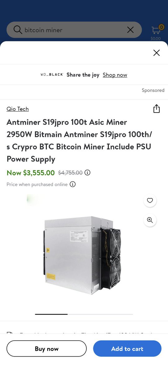 معقول !!!!
موقع وول مارت الأمريكي بدأ ببيع أجهزة تعدين البيتكوين