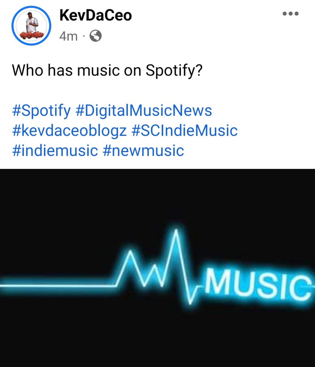 Who has music on Spotify?

#Spotify #DigitalMusicNews #kevdaceoblogz #SCIndieMusic #indiemusic #newmusic