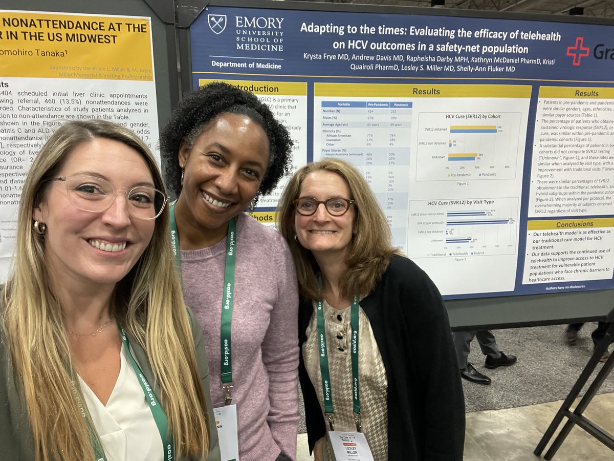 Great to be back in person at #TLM22! Congratulations to Krysta Frye @EmoryDeptofMed PGY3 and mentor @ShellyAnnFluker for her work documenting excellent outcomes for @GradyHealth Liver Clinic patients using telehealth for #hepc treatment during COVID-19. @EmoryGIM