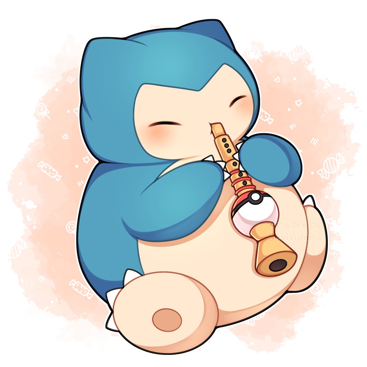 「Snorlax used the Poké Flute  」|Sevi 🌸🌿のイラスト