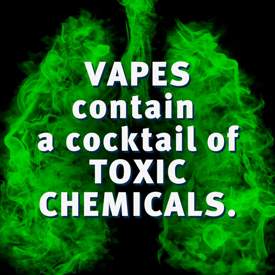 Vapes may leave a sweet taste in your mouth - but they're also filling your lungs with toxic chemicals. 🫁
Vapes often have incomplete labelling which makes it hard to know how harmful they really are. 
So, what's inside? 👇
#thread